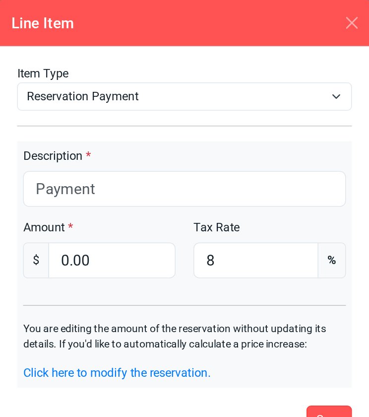 Choose the correct Item Type in the Line Item window