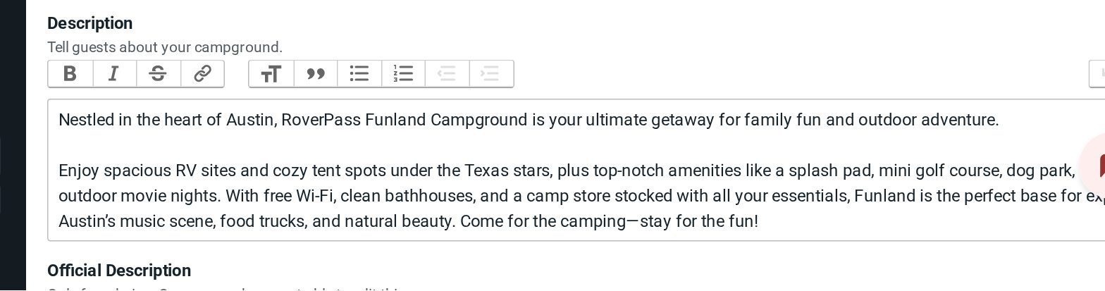 The Description box under A Few More Details on the RoverPass Listing page