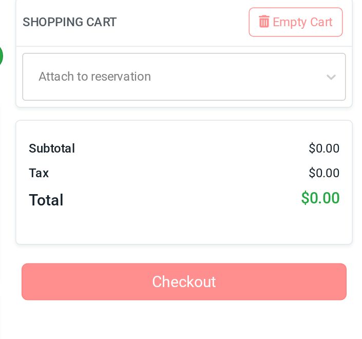 My Store shopping cart with Attach to Reservation, in the RoverPass General Store