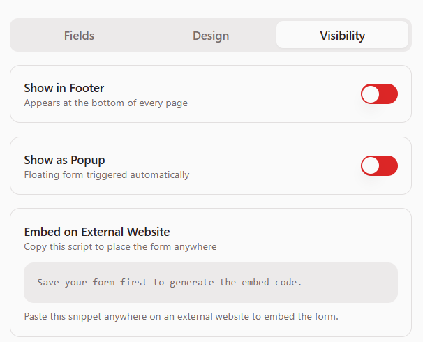 Visibility tab