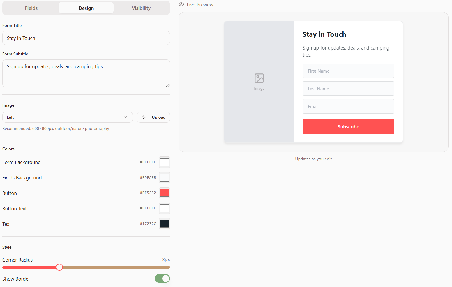 Design tab