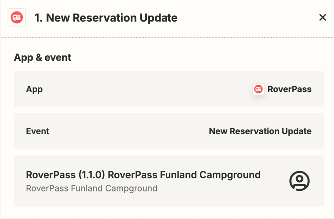 Zapier configuration screen showing the selected trigger