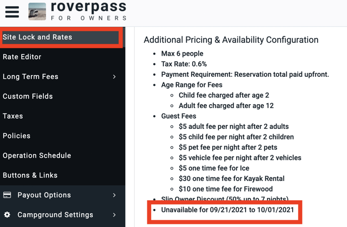 Site Lock & Rates